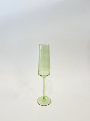 Ribbed Green - Champagne Flute