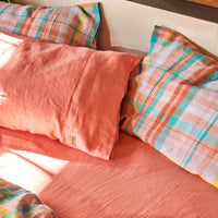 Coral Linen Pillowcase - Pair
