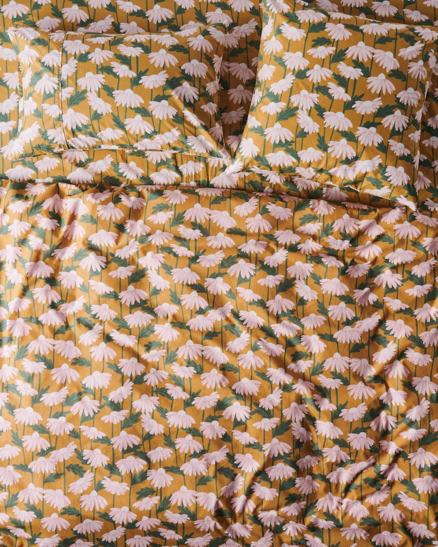 Daisy Bunch Mustard Organic Cotton Quilt Cover