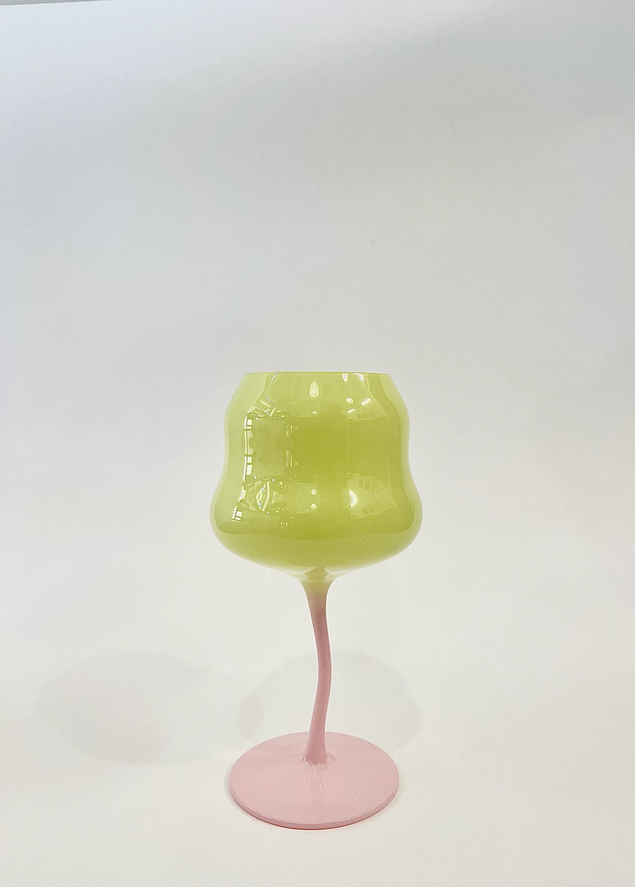 Wave Wine Glass - Lime