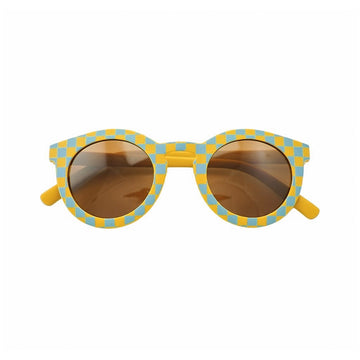 Polarized Baby Sunglasses - Checks Laguna + Wheat