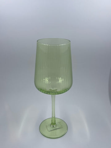 Ribbed Green - Wine Glass
