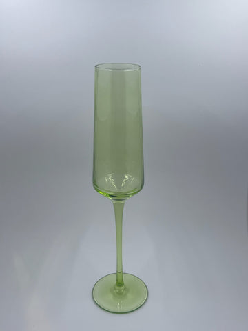 Ribbed Green - Champagne Flute