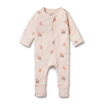 Peaches Organic Pointelle Zipsuit with Feet