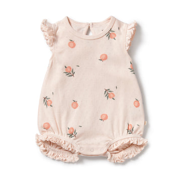 Peaches Organic Pointelle Ruffle Growsuit