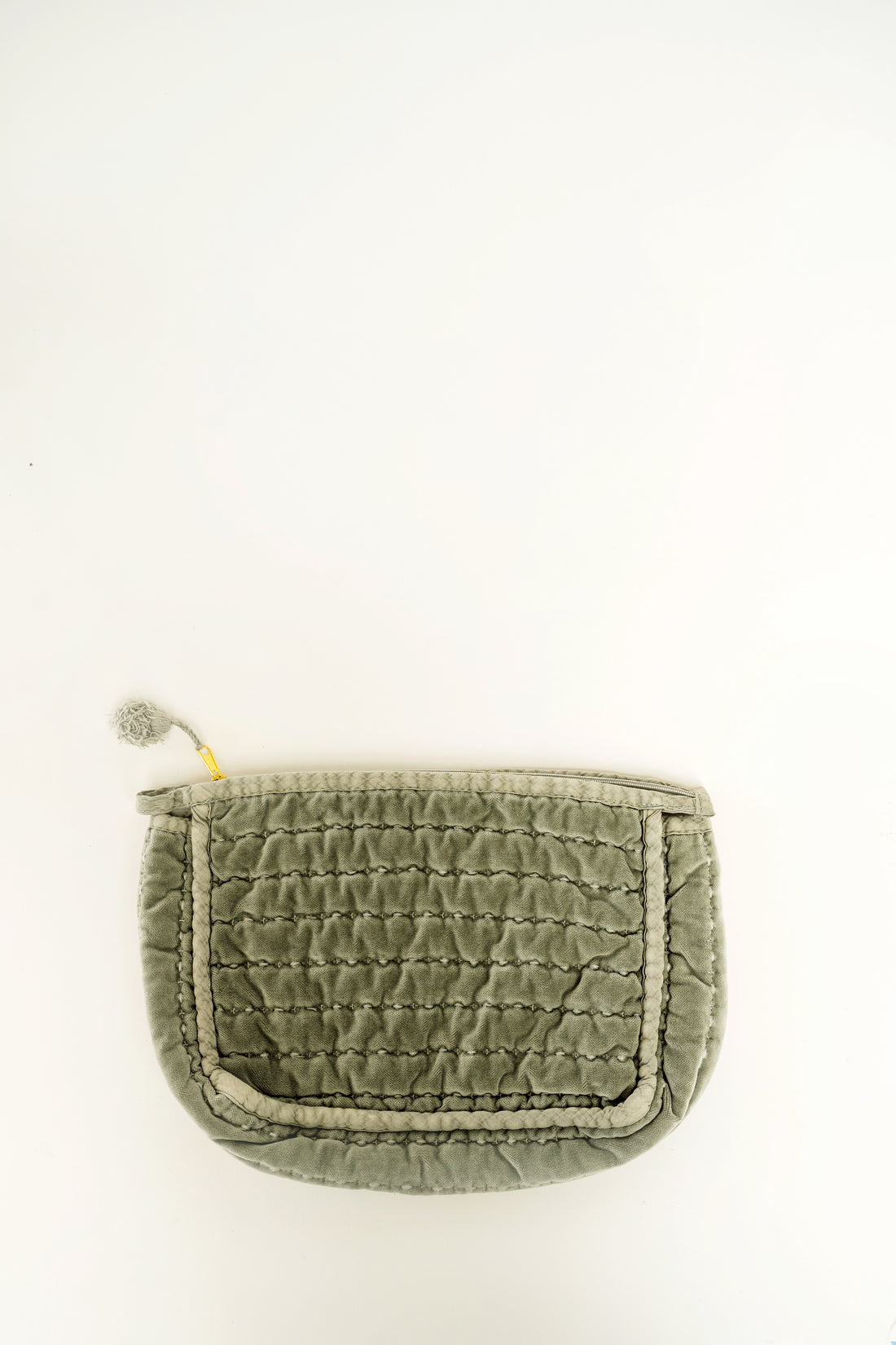 Quilted Velvet Pouch- Dusty Grey