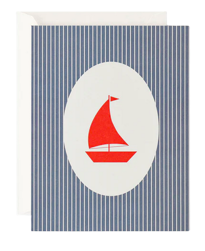Sail Boat Red - Greeting card