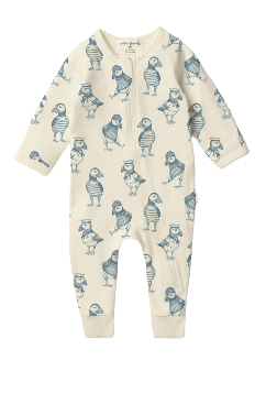 Petit Puffin Zipsuit with Feet