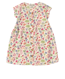 Tropical Garden Crinkle Button Dress