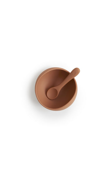 Suction Bowl & Spoon Set - Clay