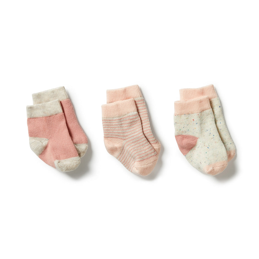 3 Pack Baby Socks - Peach