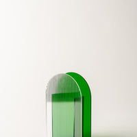 Green & Ribbed Arched Perspex Vase