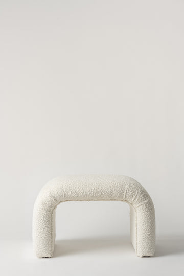 Arched Ottoman Small - White Boucle