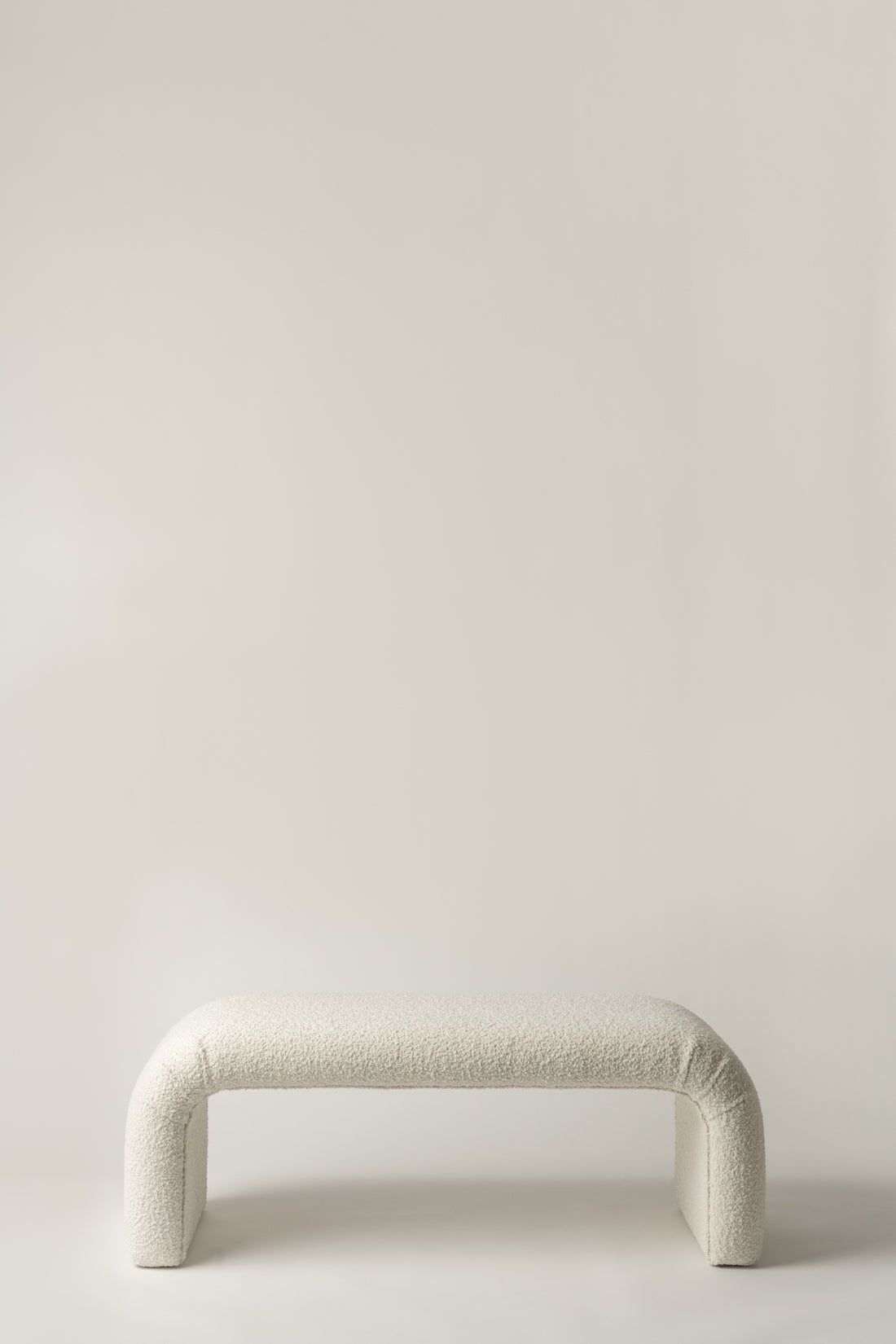 Arched Ottoman Large - White Boucle