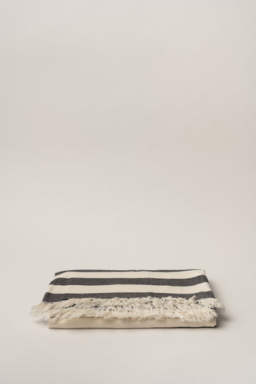 Mykonos Stripe XL Turkish Towel - Black