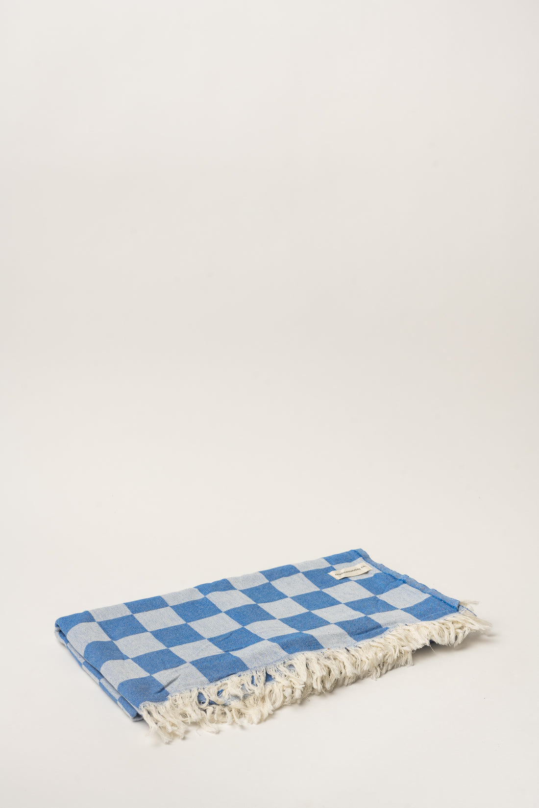 Fringed Checker Turkish Towel XL - Blue
